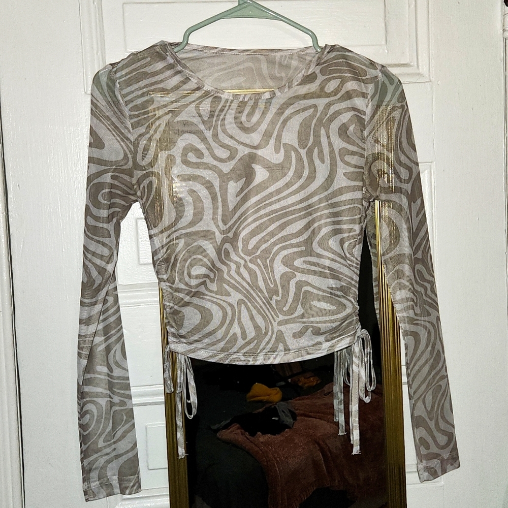 Long sleeve mesh top